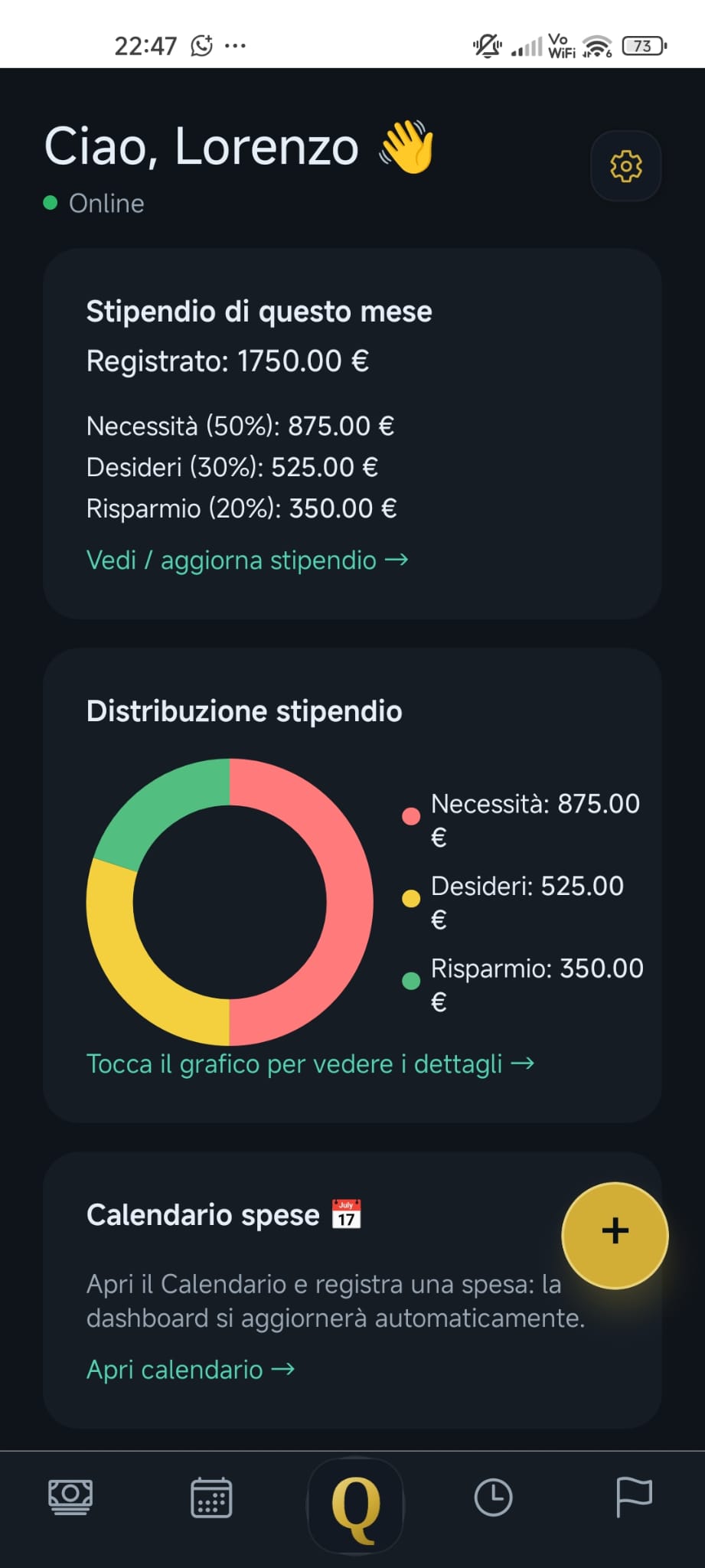 QuotaApp — dashboard